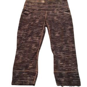 Athleta Athletic Leggings Women's Small Gray Black Brown Marled Pattern